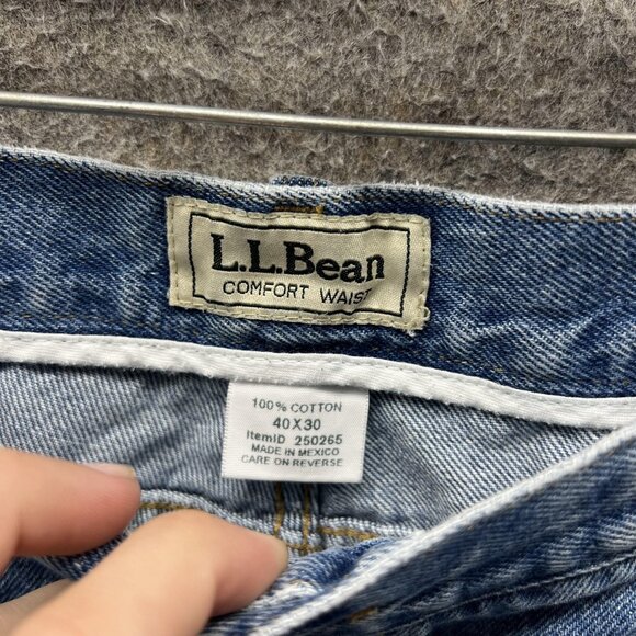 LL Bean Jeans Mens 40x30 Blue Comfort Waist Relaxed Baggy Paint Stain Workwear - Picture 6 of 10
